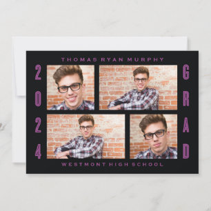 BOLD 2024 GRAD PHOTO COLLAGE STUDENTEN INVITATION INBJUDNINGAR