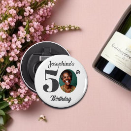 Bold 50th Birthday Party Photo Favor Flasköppnare