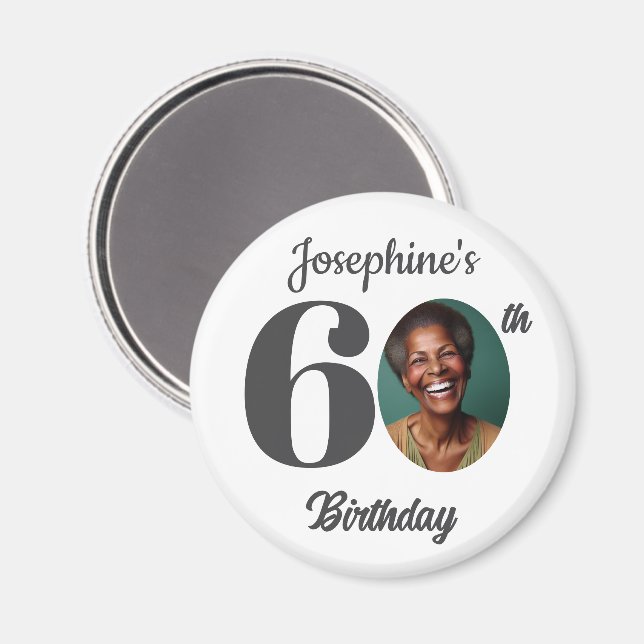 Bold 60th Birthday Party Photo Favor Magnet (Front/Back)