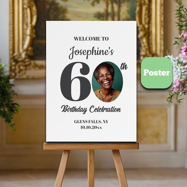 Bold 60th Birthday Party Photo Welcome Poster (Skapare uppladdad)