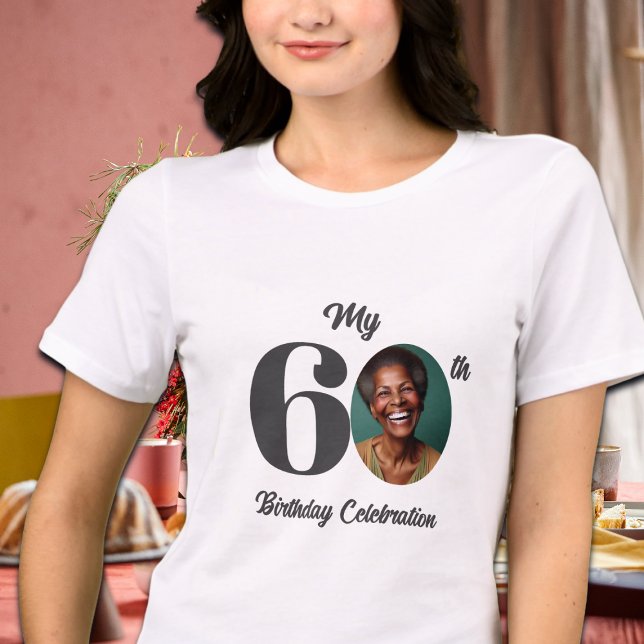 Bold 60th Birthday Photo  T Shirt (Skapare uppladdad)