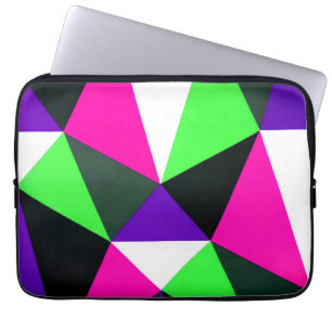 Bold 80-talets Färg Block Neon Grönt Rosa Lila Laptop Fodral