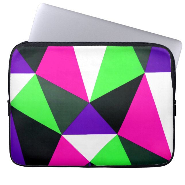 Bold 80-talets Färg Block Neon Grönt Rosa Lila Laptop Fodral (Framsidan)