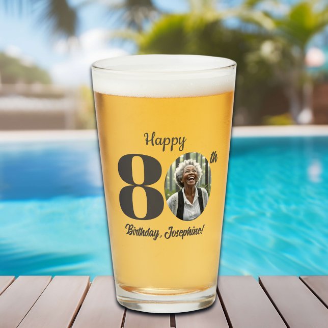Bold 80th Birthday Photo Glaskopp (Skapare uppladdad)