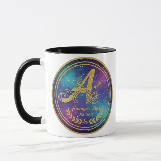 Bold 'A' Monogram Mug - Ananya's Est. 2025 Persona Mugg (Vänster)