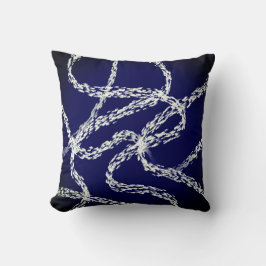 bold abstract art white lines on dark blue  kudde