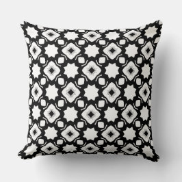 Bold Abstract Black and White Star Lattice Cushion Kudde