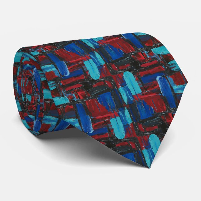 Bold Abstract Expressionist Ruby and Turquoise Slips (Rullad)