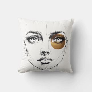 Bold Abstract Female Face with Gold Eye Accent – A Kudde