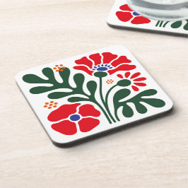 Bold Abstract Floral Coaster with Poppy Motif Underlägg