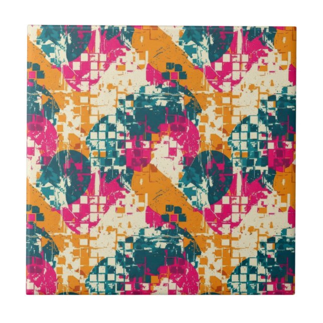 Bold Abstract Geometric - Grunge Brush Texture (3) Kakelplatta (Framsidan)