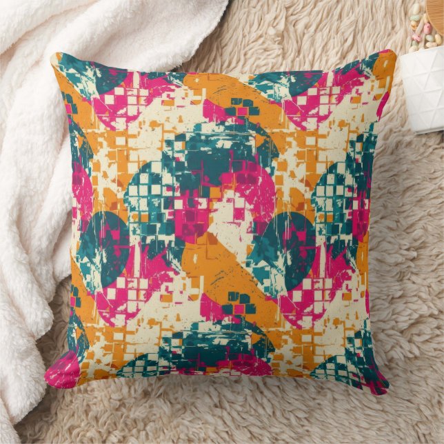 Bold Abstract Geometric - Grunge Brush Texture (3) Kudde (Filt)