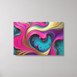 Bold Abstract Heart Swirl – Modern Colorful Art Canvastryck