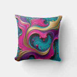 Bold Abstract Heart Swirl – Modern Colorful Art Kudde
