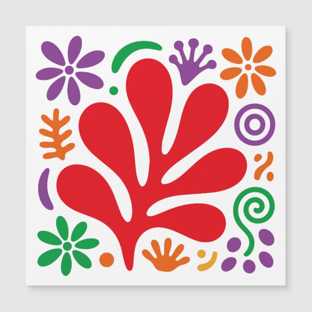 Bold Abstract Magnetic Card Floral Matisse Style (Framsida)