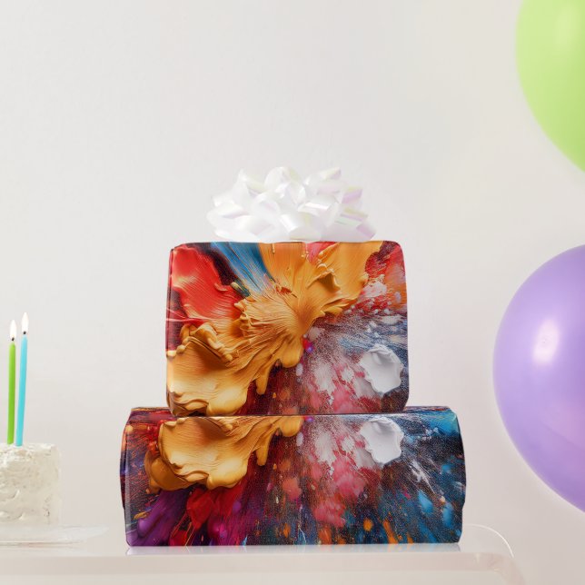 Bold Abstract Oil Paint Splash Luxury  Presentpapper (Festgåvor)