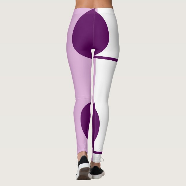 Bold Abstrakt Art Circle Lila Rosa White Leggings (Baksida)