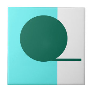 Bold Abstrakt Art Circle Turquise Grönt White Kakelplatta