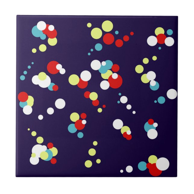 Bold Abstrakt Art Red Blue Gult Circles Kakelplatta (Framsidan)