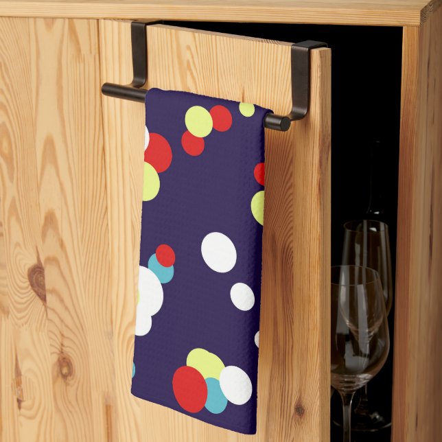 Bold Abstrakt Art Red Blue Gult Circles Kökshandduk (Thirds Fold)