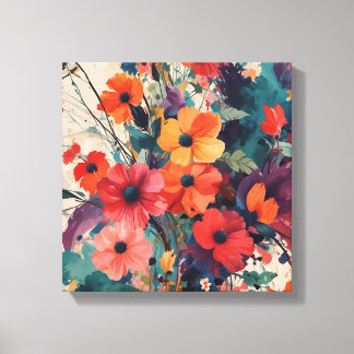 Bold Abstrakt Blommigt Bouquet Art Skriv ut Canvastryck