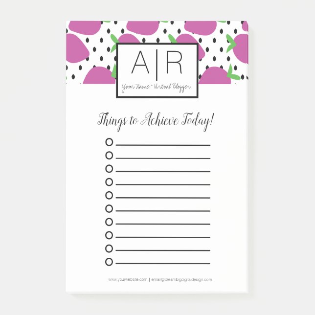 Bold Abstrakt Jordgubbar Post-it Block (Framsida)