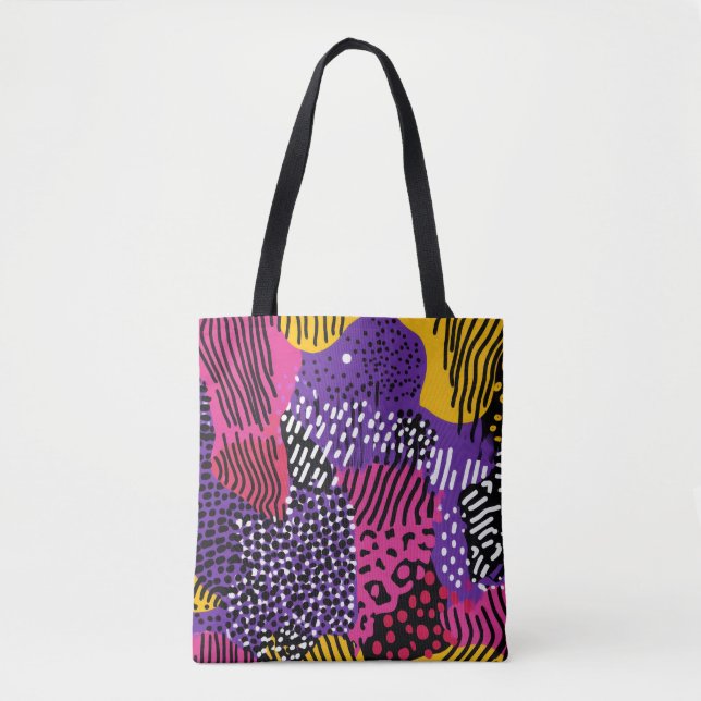 Bold Abstrakt Mönster Tote Bag | Vibrant Modern Tygkasse (Framsida)
