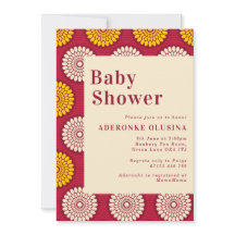 Bold African Vax Print Red & Gult Baby Shower