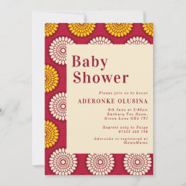 Bold African Vax Print Red & Gult Baby Shower Inbjudningar