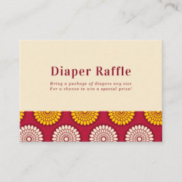 Bold African Vax Print Red & Gult Diaper Raffle Tilläggskort