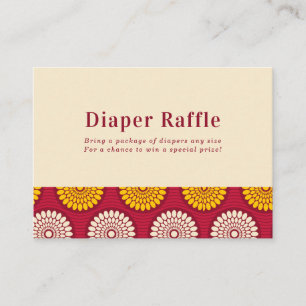 Bold African Vax Print Red & Gult Diaper Raffle Tilläggskort