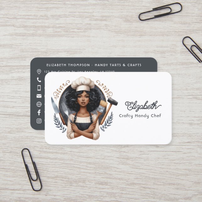 Bold Afro Glam Craiting Business Branding Visitkort (Fram/Back In Situ)