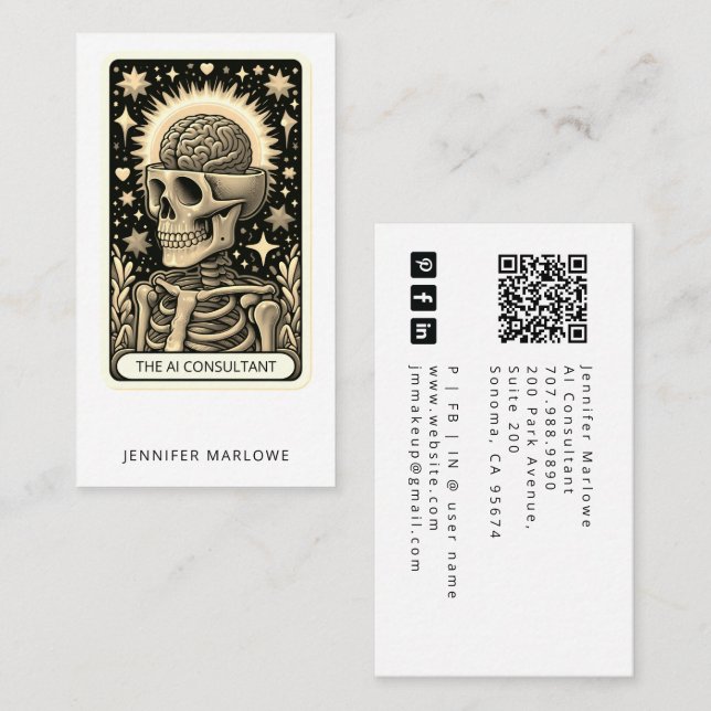 Bold AI Consultant Tarot Card Business Card Visitkort (Fram/baksida)