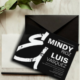 BOLD AMPERSAND Grunge Script Svart Bröllop Inbjudningar