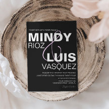 BOLD AMPERSAND Script Black Rosa Bröllop-inbjudan