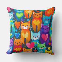 Bold and moody kittens watercolor pattern kudde