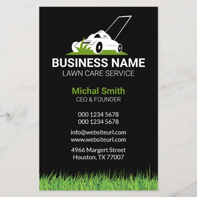 Bold and Professional Lawn Care mowing Flygblad (Framsidan)