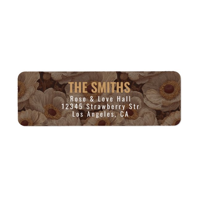 Bold Anemones Garden Lakeside Wedding Returadress Etikett (Framsidan)