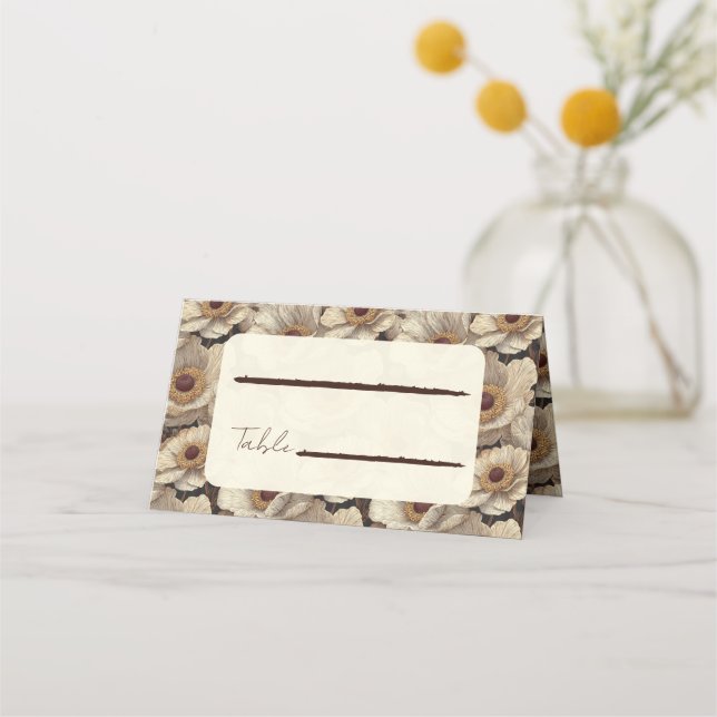 Bold Anemones Themed Mountain Wedding Placeringskort (Framsida)