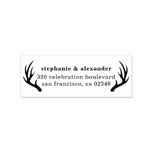 Bold Antlers Landsbyggsbröllop Namn Returadress Stämpel
