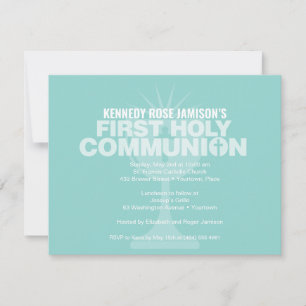 Bold Aqua Communion Kopp First Heliga Communion Inbjudningar