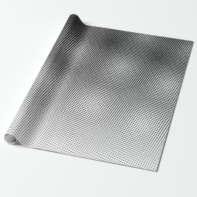 Bold Artsy Black och White Moiré Mönster Presentpapper (Utrullad)