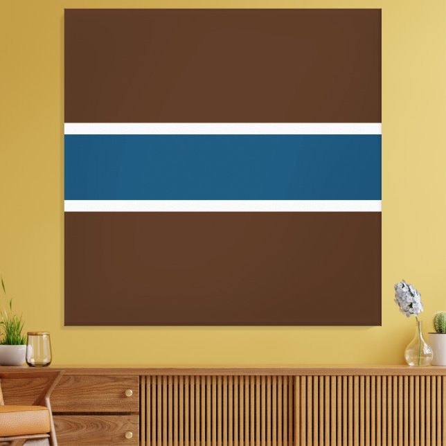 Bold Athletic Ocean Blue Deep Brown White Rand Canvastryck (Insitu (Vardagsrum))