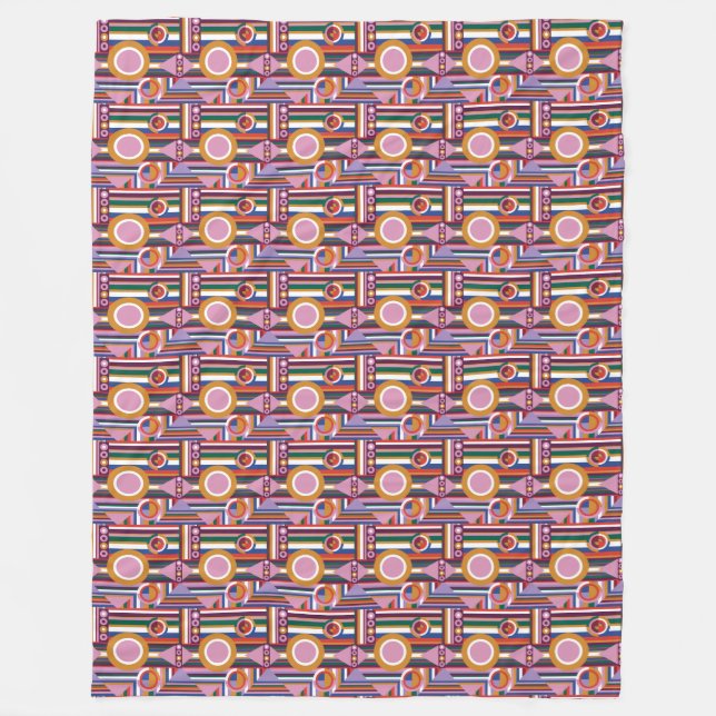 Bold Avant-Garde Retro Geometric Fleece Blanket (Framsidan)