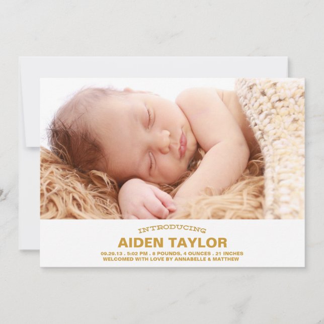 Bold Baby Birth Notice Meddelande (Framsida)