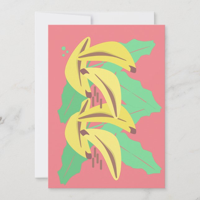 Bold Banana Bunches Gult Rosa Greeting Card (Framsida)