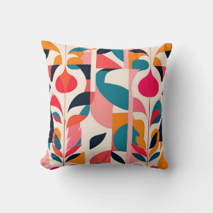 Bold Bauhaus-Blommigtar: Vibrant Geometric Design Kudde