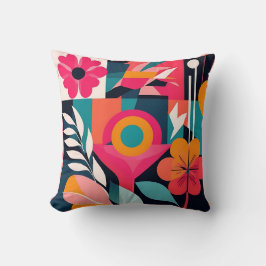 Bold Bauhaus-Blommigtar: Vibrant Geometric Design Kudde