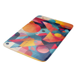 Bold Bauhaus-Inspired Abstract Geometric Bath Mat Badrumsmatta