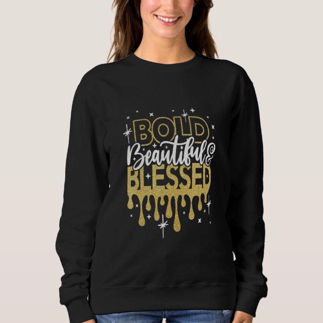 Bold beautiful blessed Bling Rhinestone Woman Chri T Shirt (Framsida)